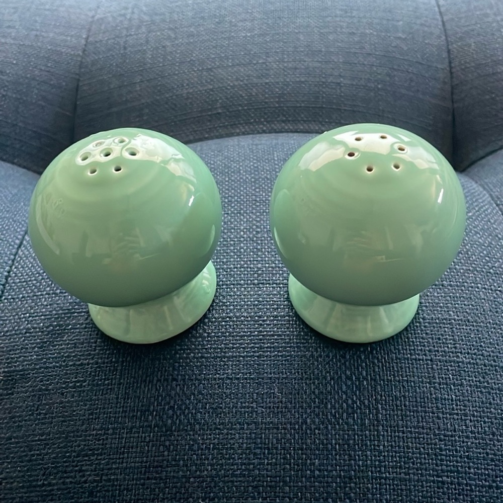 Vintage Fiestaware Seamist Green Salt & Pepper Shaker Set